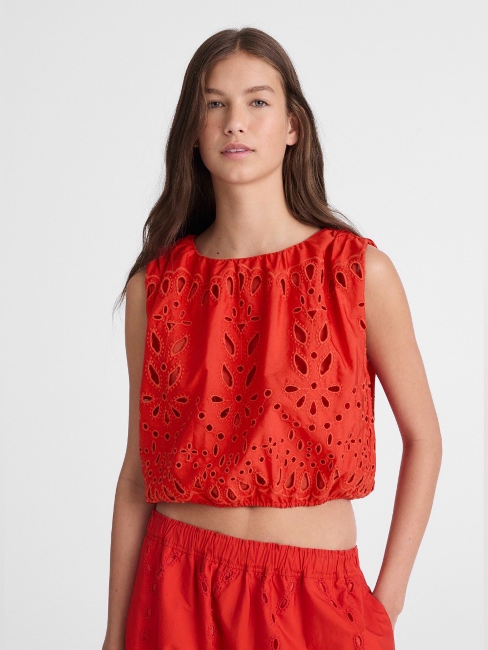 NWT Madewell Embroidered Sleeveless Bubble Top in Poplin